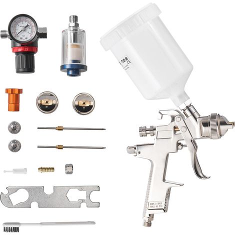 LVLP Lackierpistole mit 600-ml-Fließbecher und 3 Düsen von 1,3 bis 1,7 mm für Fahrzeuglackierung, Möbel und Renovierungsarbeiten (1/5)