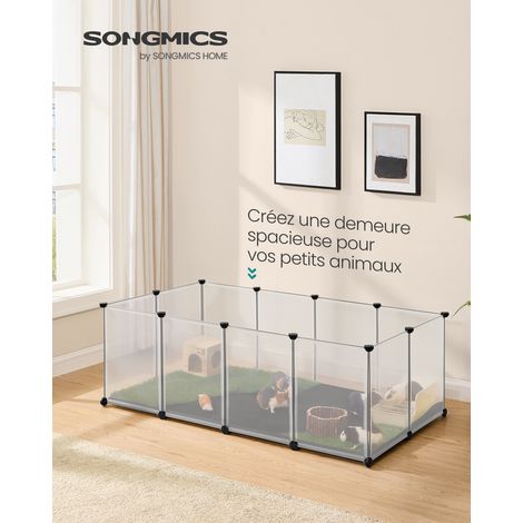 Enclos pour Animaux avec Plancher et Tapis Imperméable et Amovible, Parc pour Petits Animaux, pour Hamsters, Lapin, Hérisson, Cochon d’Inde, 143 x 73 x 46 cm, Blanc