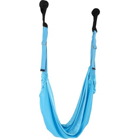 Sangle d'étirement de yoga pour jambes, taille et dos, ajustable, pour l'entraînement et la flexion du dos, bande de fitness de yoga bleue (1/5)
