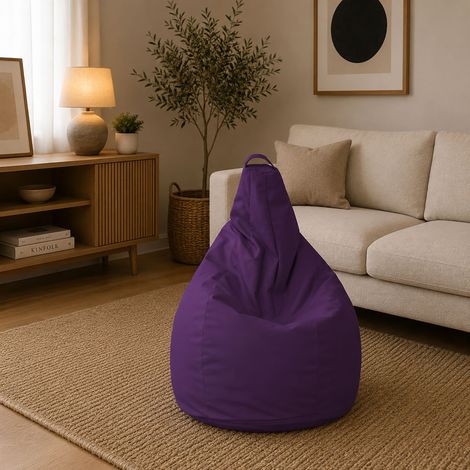 Dmora - Pouf Boves, Mehrzwecksessel, Sitzsack, Hockerhocker, Made in Italy, 90x90 h120 cm, Lila (1/4)