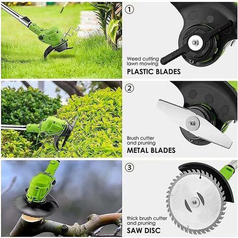 Coupe Bordure Lame De Rechange, 24V Coupe Bordure sans Fil avec Batterie Lame en Métal, Debroussailleuse Electrique Accessoires, pour Coupe Bordure sans Fil Garniture De Jardin,Plastic Blade (1/4)