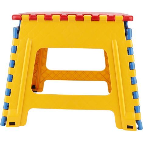Tabouret pliant chaise enfant portable avancé 32x22,5x30cm (assise rouge) (1/5)