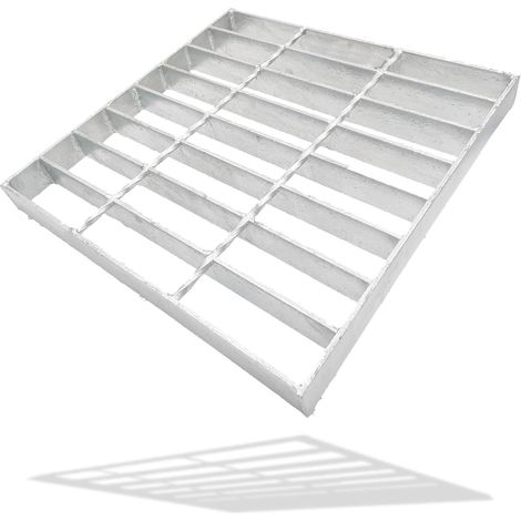 Grille Drainage Acier Galvanisé pour Caniveau Allée 298 x 298 mm B125 Grille de drainage de tranchée robuste pour extérieur, garage et cour, galvanisée à chaud, anti-rouille, carrée (1/5)