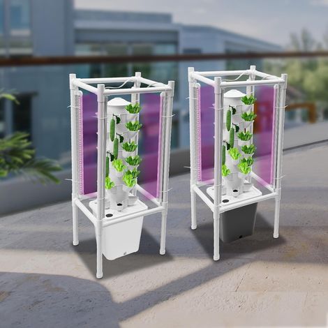 Machine de culture de légumes à colonne hydroponique de 30 trous, kit de croissance verticale hydroponique, 6 couches, 4 lumières LED, pompe à eau, réservoir d'eau de 10 litres, système de croissance (1/5)