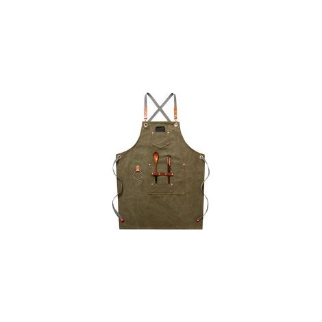 Delantal vaquero de alta calidad con bolsillos para peluqueros, pintores, jardineros y estilistas (verde), tanto para hombres como para mujeres - Crezuo