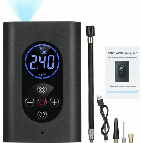 GABRIELLE Gonfiatore per pneumatici Compressore d'aria portatile 150 PSI Pompa d'aria elettrica con manometro Luce LED 4000 mAh Power Bank ricaricabile tramite USB Spegnimento automatico per auto Bici (1/5)
