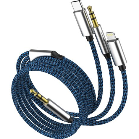 1.2M Câble Jack USB C Adaptateur vers Lightning Audio Câble Prise 3.5mm pour 17 16 15 Pro Max Voiture Casque AUXiliaire AUX Stéréo Cordon Compatible avec S26 pour iPad (1/5)