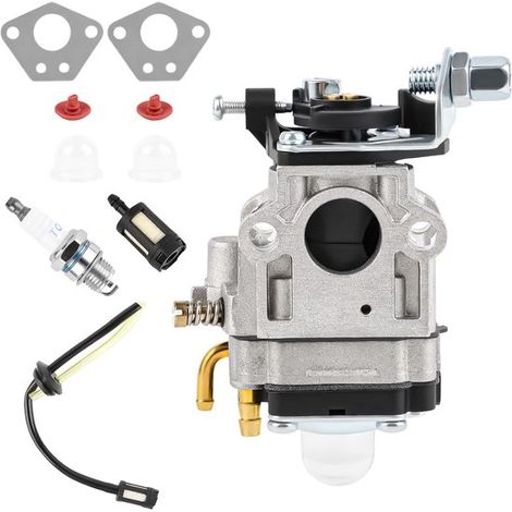 Kit carburateur pour débroussailleuse TB43 1E40F-5, BC52, CG430 et CG520, moteurs 43 cc et 52 cc, avec filtre à carburant, bougie, poire d'amorçage et joint (1/5)