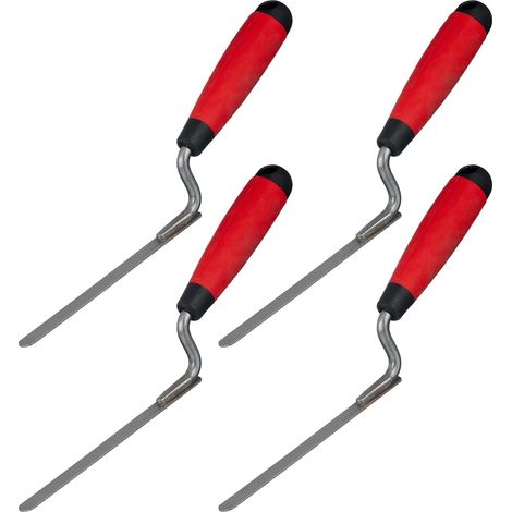 4 Pièces Truelle à Joints, Largeur 8 10 12 14 mm, Manche Caoutchouc Antidérapant, Spatule à Joints en Acier Inoxydable, pour Maçonner avec Précision, Construire, Carreler, Décorer et Aménager (Rouge) (1/5)