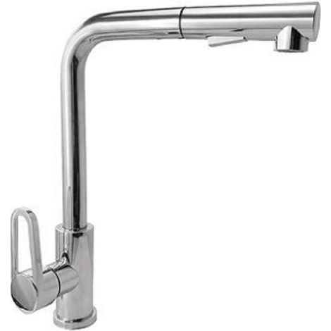 TrAdE Shop Traesio - Miscelatore Rubinetto Monocomando Doccetta Estraibile Per Lavello Cucina 79569 - (1/2)