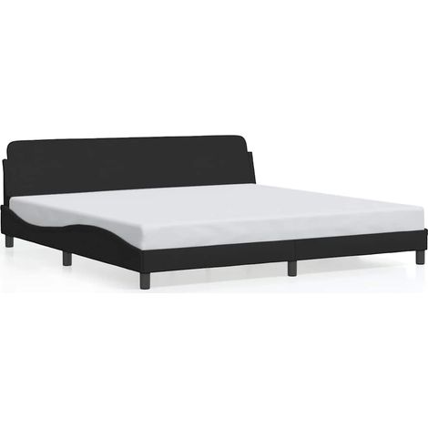 Lit Double - Lit Contemporain - Cadre de lit noir 200x200 cm tissu fr30236 (1/5)
