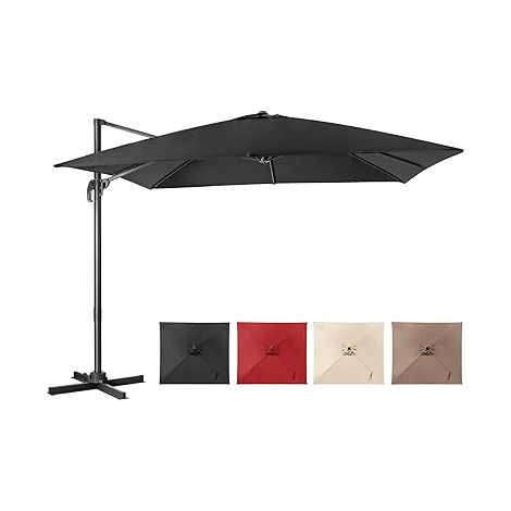 COSTWAY Parasol Déporté Pliable, Parasol de Jardin Extérieur Ø 3M, 3 Réglages d'Inclinaison Rotation à 360°, avec Base Croisée, Protection UV, Event pour Jardin, Terrasse (1/5)