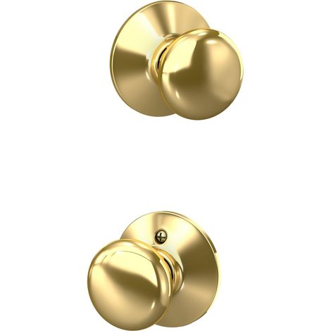 Plymouth Bouton de porte, serrure de passage d'entrée et de placard, laiton brillant (1/5)