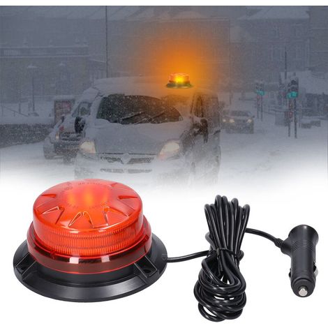 Gyrophare LED de signalisation clignotant pour véhicules, étanche, 12-24 V, 8 modes d'éclairage, base magnétique, pour camions, tracteurs, chariots élévateurs et engins de chantier. (1/4)