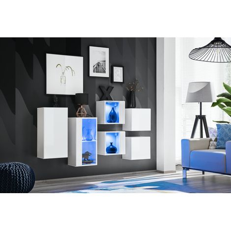 Ensemble de 6 meubles "Switch" - Blanc - L 150 x H 80 x P 25 cm - Livraison gratuite