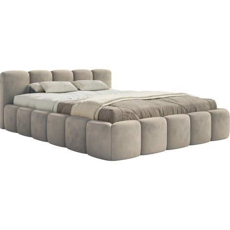 Selsey Cloudy Low – Polsterbett 120x200 cm, Samt Graubeige
