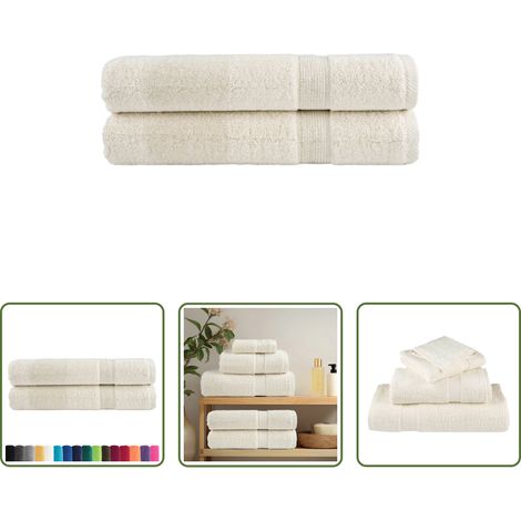 vidaXL Creme - Premium-Handtücher SOLUND 2 Stk. Cremeweiß 100x200 cm 600 g/m² (1/5)