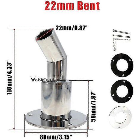 Raccord extérieur de tuyau d'échappement traversant en acier inoxydable 22/24 mm, manchon de tuyau, pièce de quincaillerie pour réchauffeurs diesel à air pour bateaux, navires et camions (22 mm coudé) (1/5)