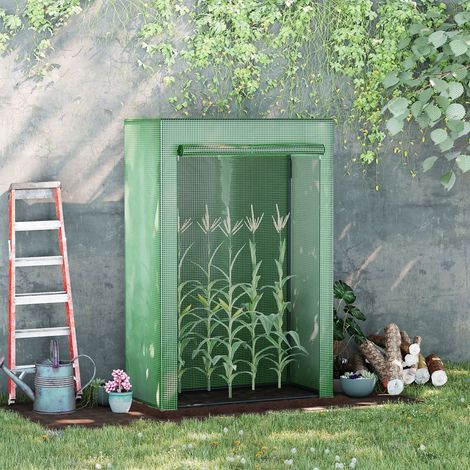 Serre de Balcon (100x50x150cm) - Bâche PE Renforcée, Châssis Acier, Porte Zippée Enroulable, Vert (1/5)