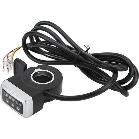 Poignée de gaz à pouce 6 fils avec interrupteur marche/arrêt et indicateur de batterie, ouverture 22 mm, pour vélo électrique et trottinette 36V. (1/5)