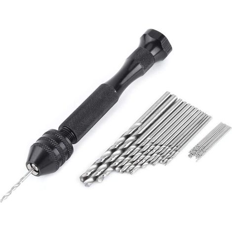 Perceuse à Main de Précision d'étau, mandrin de serrage 0.5-3.0mm avec 25 forets de précision pour fabrication d'art travail d'artisanat suspension de bijoux ou de souvenirs (1/5)