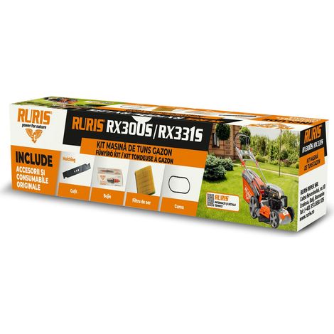 Kit d’Entretien RX300S / RX331S – Lame Mulching, Bougie, Filtre à air, Courroie, vis pour Tondeuse à Gazon (1/2)