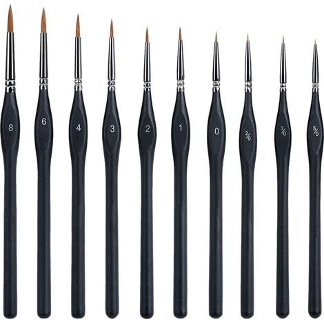 1 lot de 10 pinceaux de peinture, pinceau fin, mini pinceaux, pinceaux fins, petits pinceaux, micro pinceau, pinceau à pointe fine. (1/3)