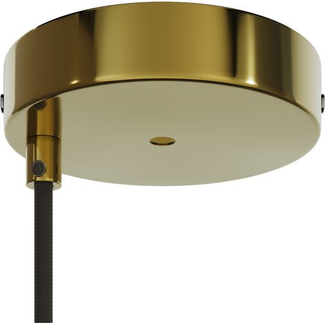 Creative Cables - Kit de rosace de plafond cylindrique en métal Ø 120 mm avec 2 trous centraux et excentrés - Laiton (1/5)