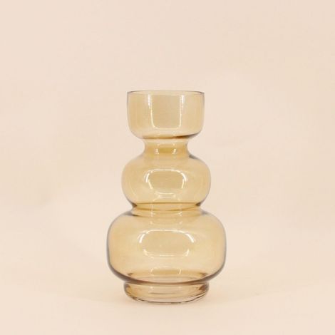 Vase design en verre teinté doré, H26cm