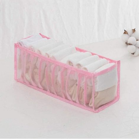 Ensemble de rangement pour sous-vêtements - Organisateur de tiroir pliable pour sous-vêtements - 11 compartiments - Rose (1/5)