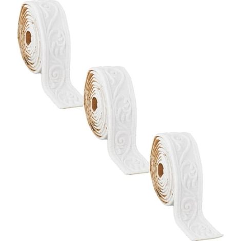 Rouleaux de bordure de papier peint souple autocollante, baguettes décoratives autocollantes, chants en mousse 3D, moulures de plafond, autocollantes, blanches (1/3)