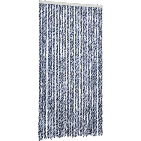 Rideau anti-mouches bleu et blanc 100x230 cm chenille CFW65094 (1/5)
