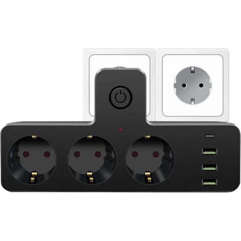 Steckdosenleiste, USB-Steckdosenleiste, Steckdosenleiste mit Schalter, 7-in-1 französische Steckdosenleiste mit 3 USB und 1 Typ C, Steckdose mit Schalter, Mehrfachsteckdose für Zuhause, Reisen und Bür