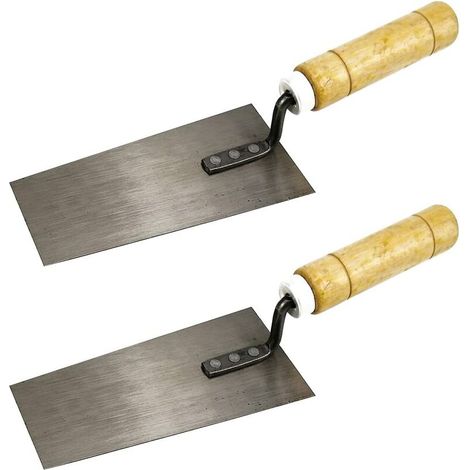 VURAHOME - Truelle Trapézoïdale Acier Inoxydable TAIZER 2Pièces Truelle à Lisser avec Manche en Bois Indispensable Truelle à Plâtre Spatule à Plâtre Indispensable Ensemble D'outils pour Maçonnerie (1/5)