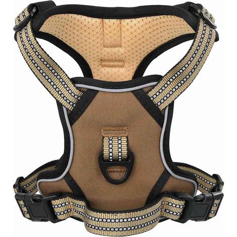 Harnais pour chien avec laisse et collier réglables marron L (1/5)