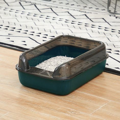 Black Large Semi-Closed Anti-Splash Cat Litter Box (1/5)