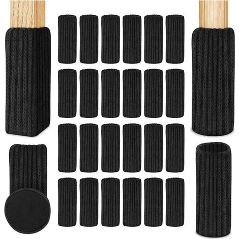 Stuhlbeinschoner, 24 Stück, rutschfeste Pads für Stuhlbeine, verhindern Kratzer und Geräusche, Schwarz (1/4)