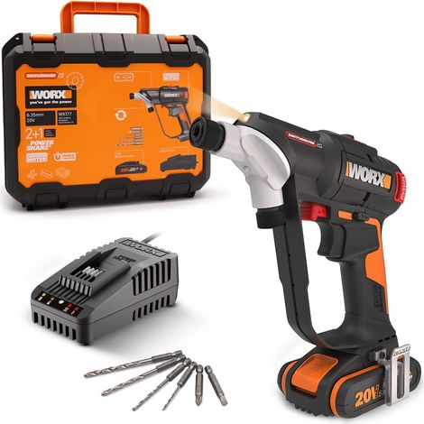 WORX WX177 NITRO - Trapano avvitatore a batteria Switchdriver 2.0 20 V, potente motore brushless fino a 50 Nm, cambio rapido tra 2 bit, controllo preciso della coppia, batterie e caricabatterie (1/5)