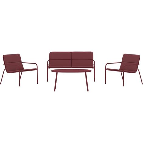 Fourni ensemble de canapés bordeaux. (1/4)