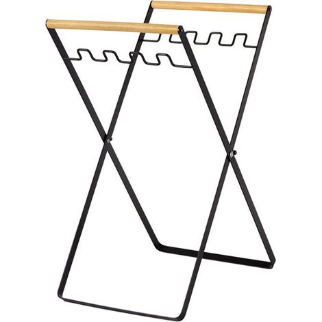 Support de sac poubelle pliable en fer, portable et pratique, utilisation multifonctionnelle pour le camping, le jardin et la lessive (noir) (1/5)