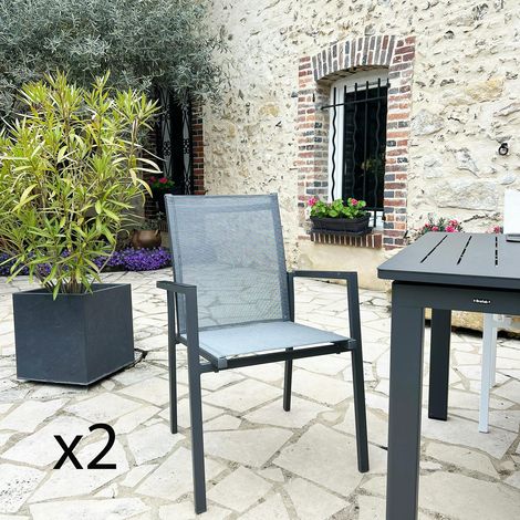 Fauteuil de jardin gris anthracite en aluminium (lot de 2) OSLO (1/5)