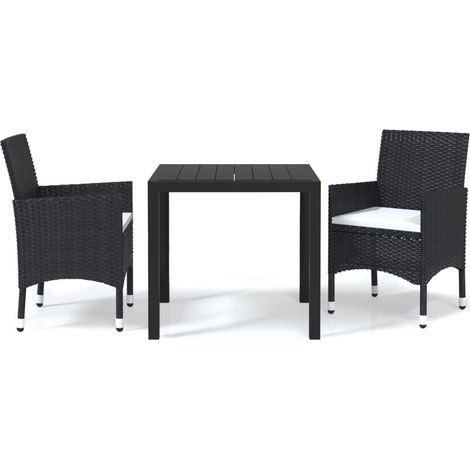 Maison Exclusive - Set da Pranzo per Giardino 3 pz con Cuscini Polyrattan Nero