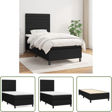 The Living Store Boxspringbett mit Matratze Schwarz 100x200 cm Stoff - Boxspringbett - Doppelbett - Schlafsystem - Bettrahmen - Matratze (1/5)