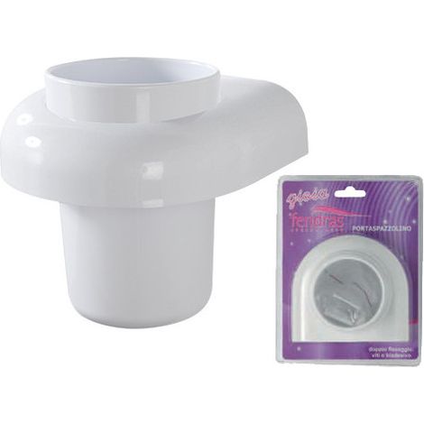 Portaspazzolino Gioia en ABS blanco – Fijación adhesiva o con tornillos – Higiene y estilo para el baño