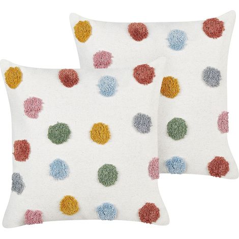 Set di 2 cuscini per bambini in cotone bianco con motivo multicolore 45 x 45 cm Wallflower (1/5)