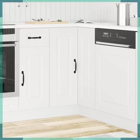 Armoire d'angle de cuisine - Kalmar - blanc - bois d'ingénierie - pieds réglables (1/5)