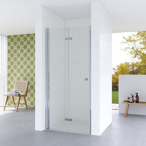 Duschabtrennung Nischentür Falttür Rahmenlos Einzelfalttür Faltdusche Duschwand Glas Dusche Duschkabine Duschtür Höhe 187 cm 2: Breite 75 cm, Verstellbereich von 73,5-75,5 cm (1/5)