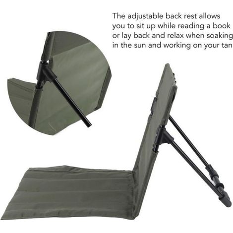 Chaise Pliante Basse avec Dossier Olive - Légère et Compacte avec Sac de Rangement pour Plage Terrasse Pique-nique (1/5)