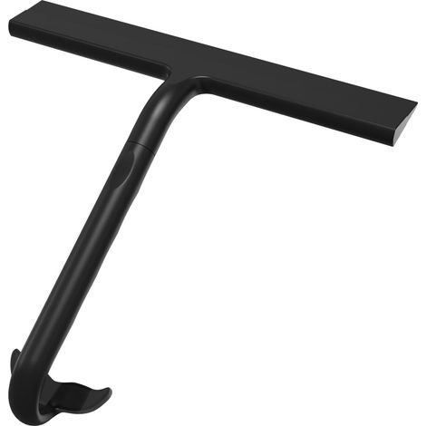 Raclette de douche en silicone avec crochet ne laisse pas de traces sur les parois en verre, miroirs, carrelages ou fenêtres fixation murale sans perçage couleur noire (1/5)