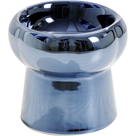 Bol En Céramique Pour Chat - Protection Cervicale - Pied Surélevé - Design 6 Pétales - Bleu Électrolytique - 1 Pièce (1/5)